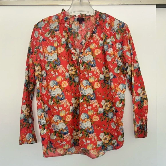 J. Crew Coral Floral Blouse - Picture 2 of 11